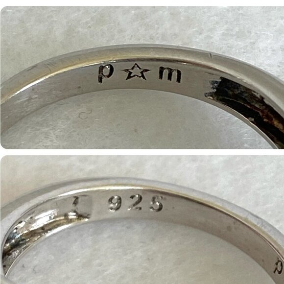 Sterling Silver 925 P☆M Blue Cubic Zirconia & Diamond Accent Stone Ring Sz 7 - Picture 8 of 16